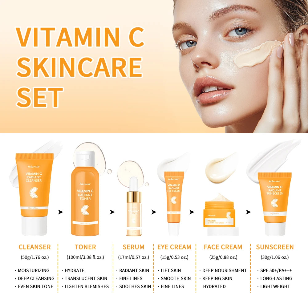 Coffret de 6 produits de soin du visage à la vitamine C