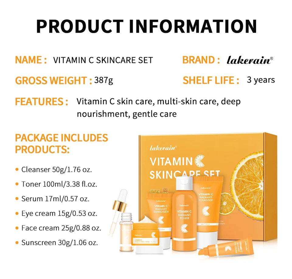 Coffret de 6 produits de soin du visage à la vitamine C